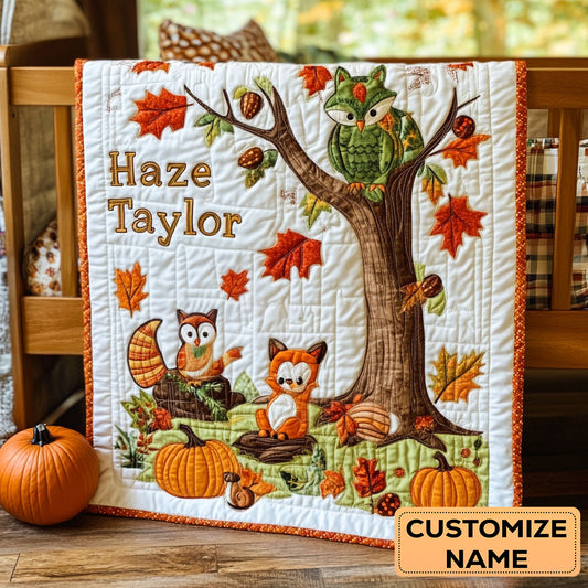 Forest Critter Comfort WN2107010CL Personalized Baby Quilt