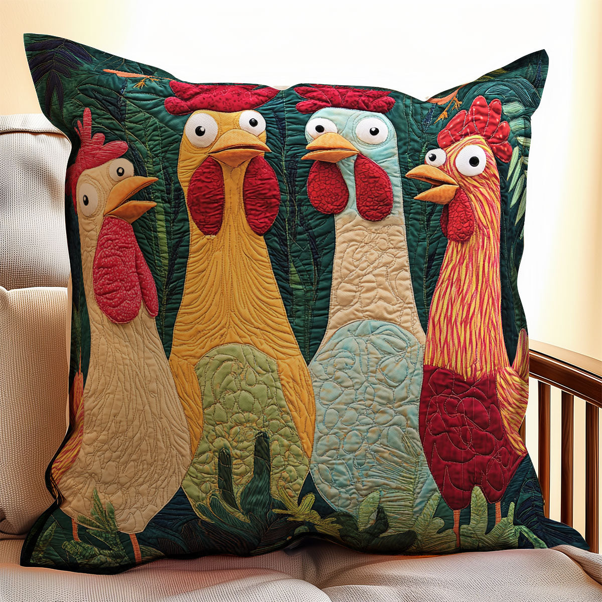 Funny Chicken WX0702106CL Quilt Pillow Case