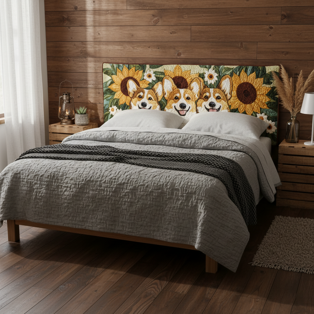 Happy Corgi XR1712002CL Quilted Headboard Slipcover