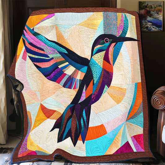 Geometric Patchwork Hummingbird WY1001161CL Quilt