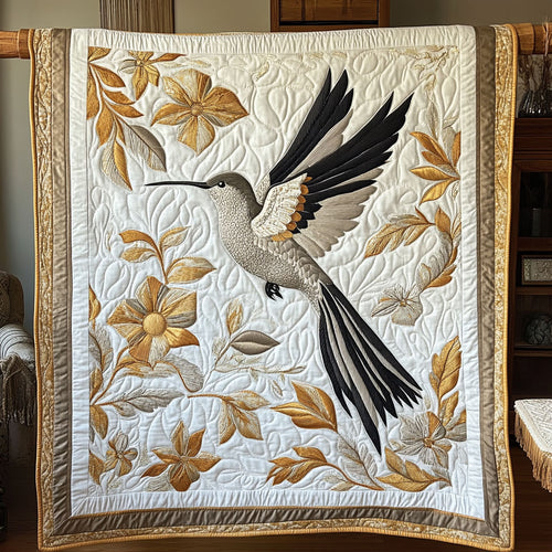 Golden Brushstroke Hummingbird WY1507032CL Quilt