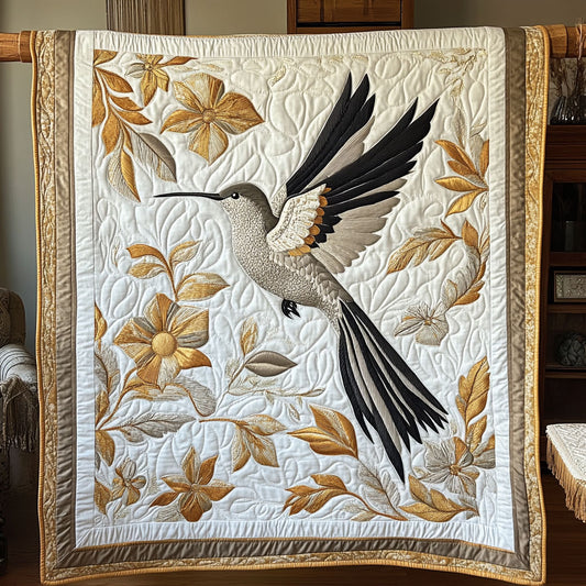 Golden Brushstroke Hummingbird WY1507032CL Quilt