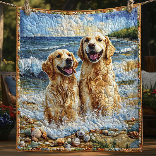 Golden Retrievers Beach WT2101008CL Quilt