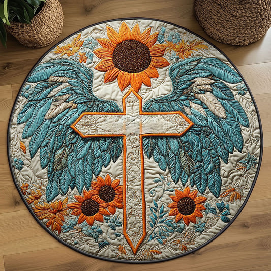 Graceful Cross WN2108056CL Quilted Round Mat