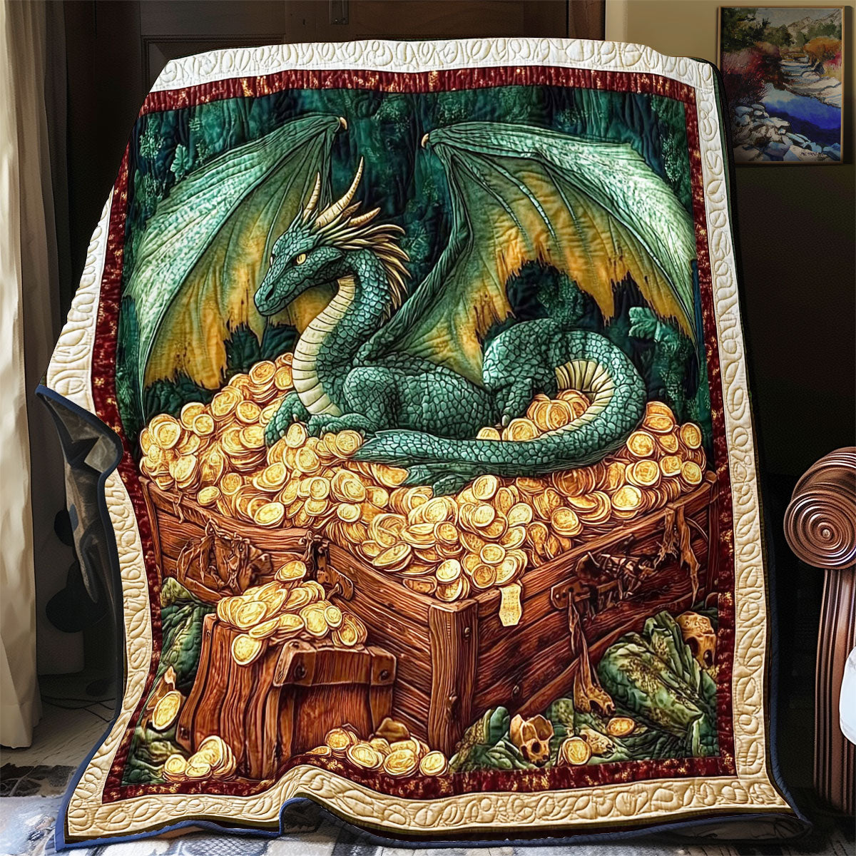 Green Dragon And Treasure WY1001163CL Quilt