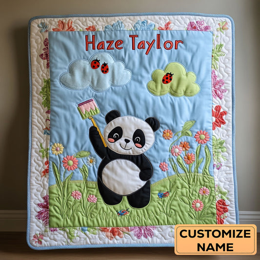 Happy Panda WN2107014CL Personalized Baby Quilt