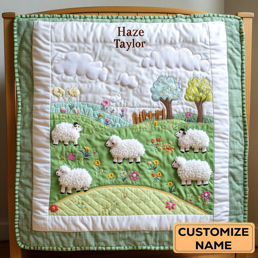 Happy Sheep Day WN2107015CL Personalized Baby Quilt