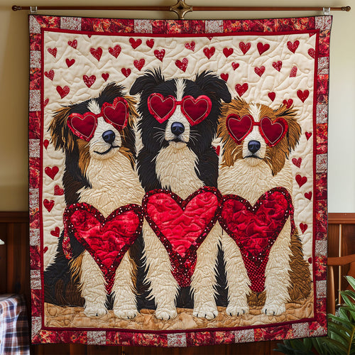 Heart Border Collie WY1001166CL Quilt