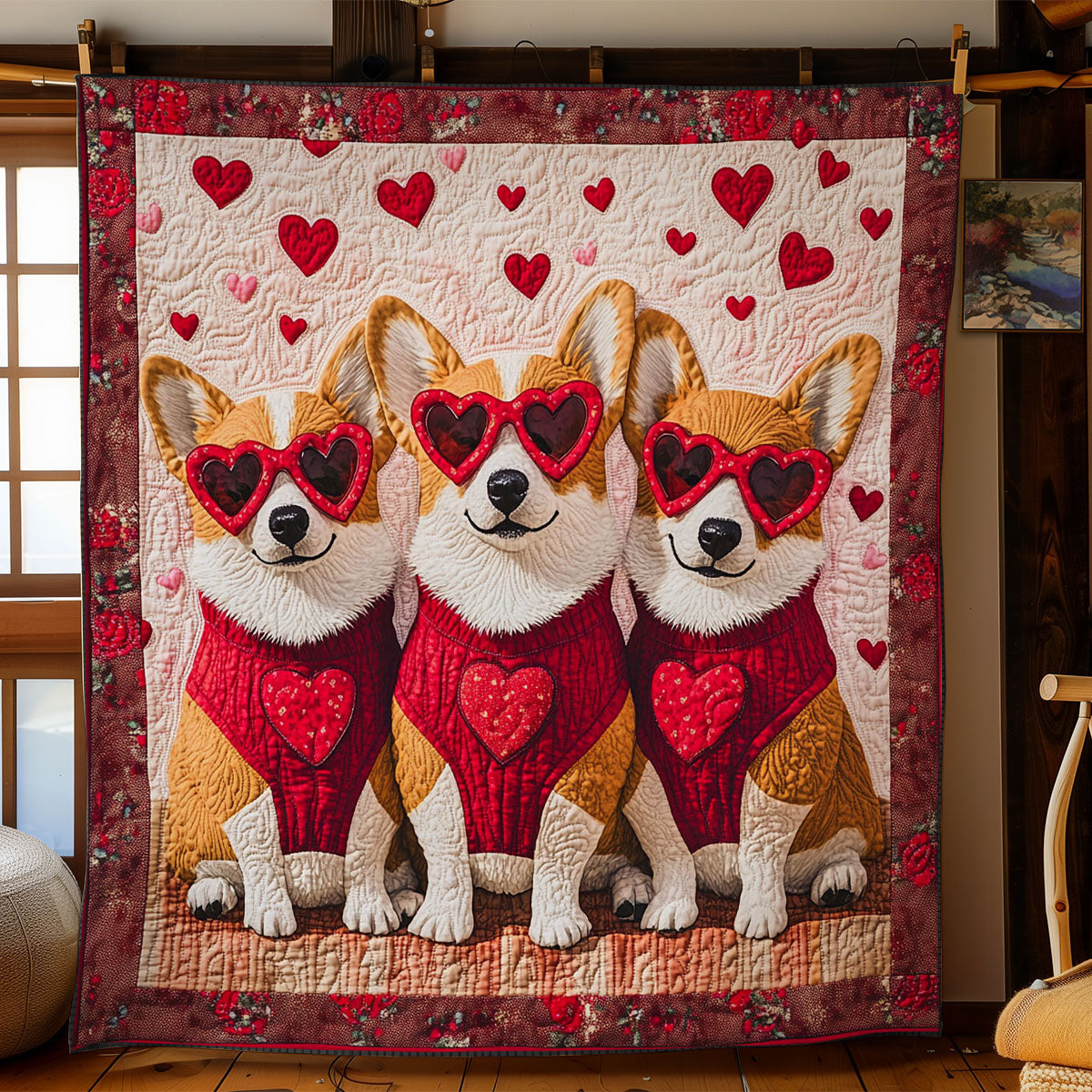 Heart Cute Corgi WY1001167CL Quilt