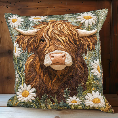 Highland Cow Daisy WX0702152CL Quilt Pillow Case