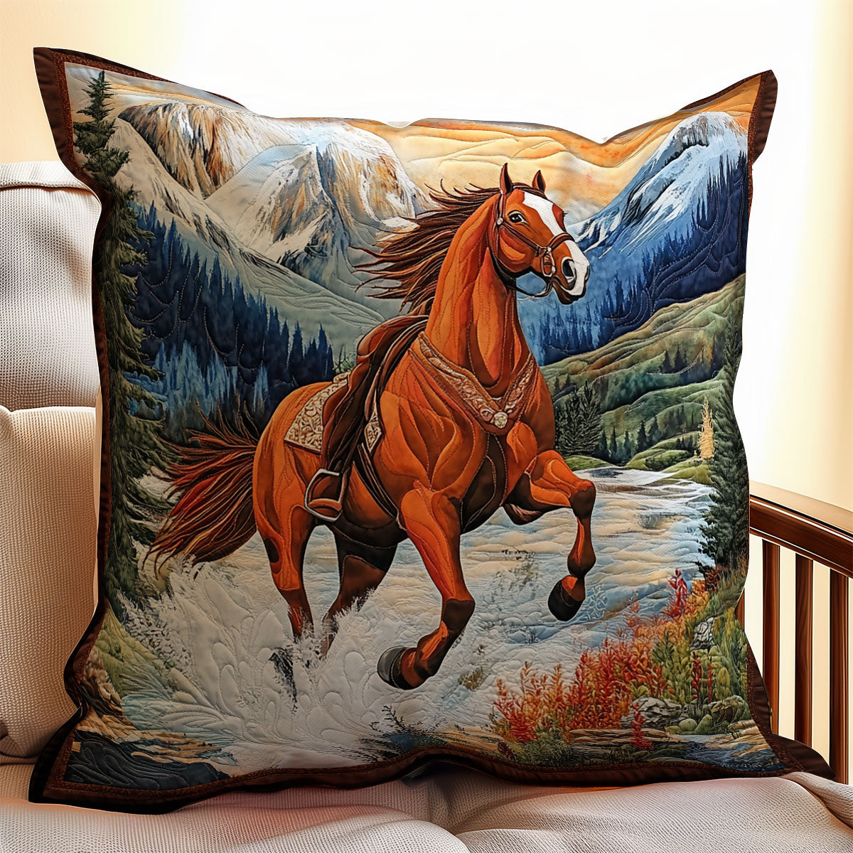 Horse WX0702113CL Quilt Pillow Case