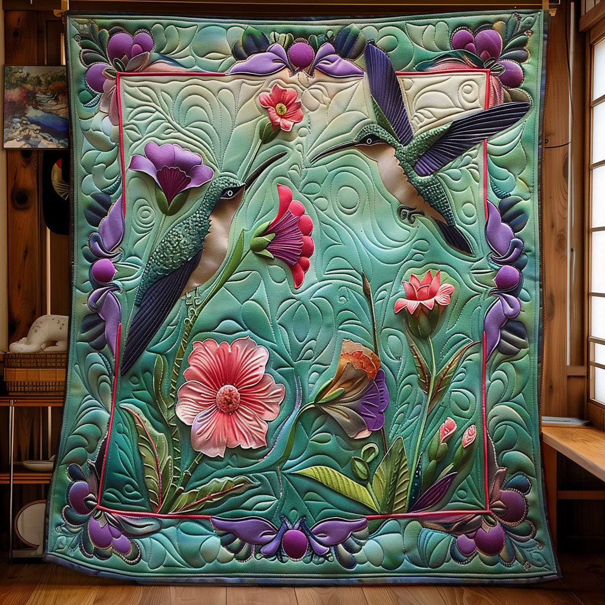 Hummingbird In Garden WY1001171CL Quilt