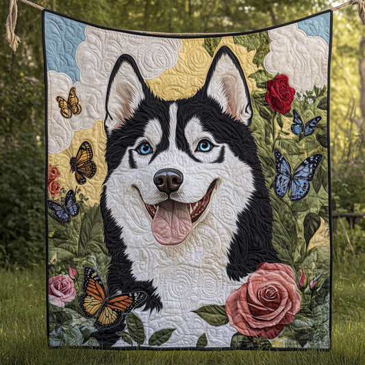 Husky Butterfly Flower WT2201010CL Quilt