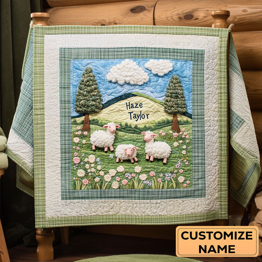 Lamb In Bloom WN2107022CL Personalized Baby Quilt