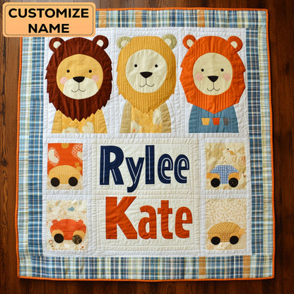 Little Roarers WJ1507003CL Personalized Baby Quilt