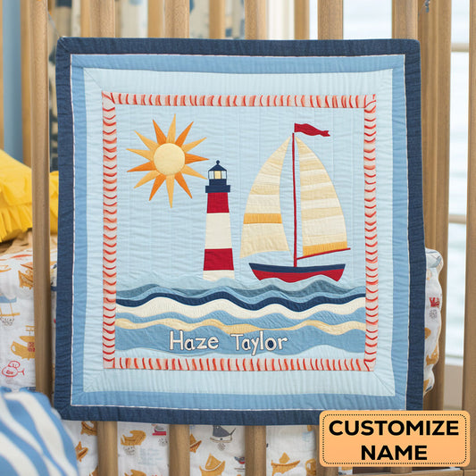 Little Lighthouse WN2107027CL Personalized Baby Quilt