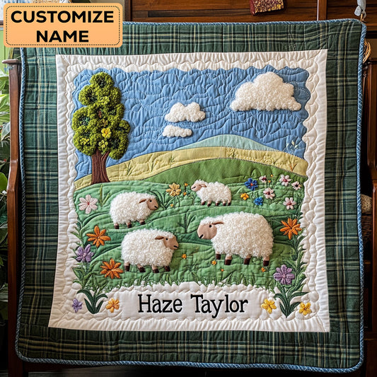 Little Sheep Meadow WN2107029CL Personalized Baby Quilt