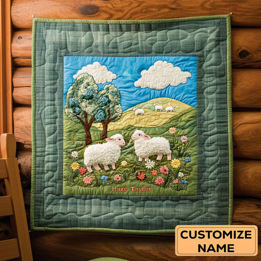 Lovely Lamb WN2107032CL Personalized Baby Quilt