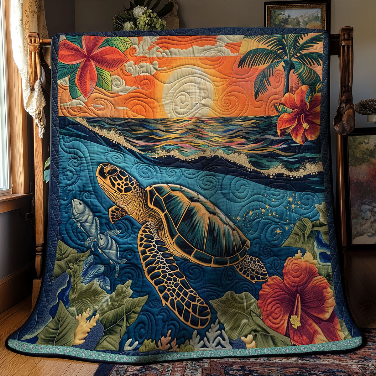 Hibiscus Turtle Twilight WN1709058CL Quilt