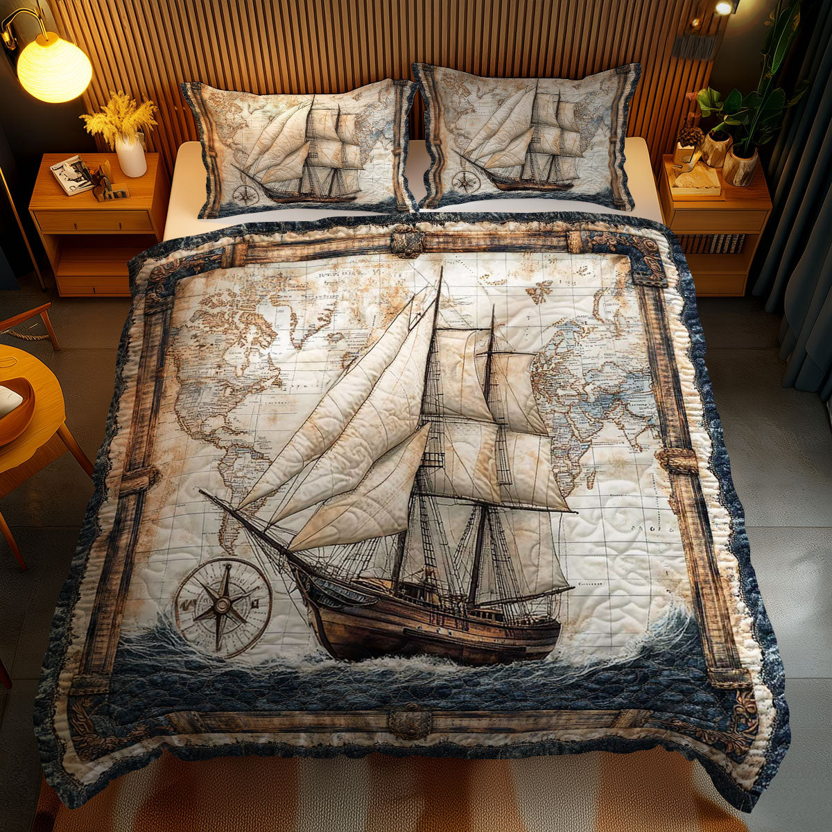 Voyager’s Sailboat WN0602103CL Duvet Cover Set