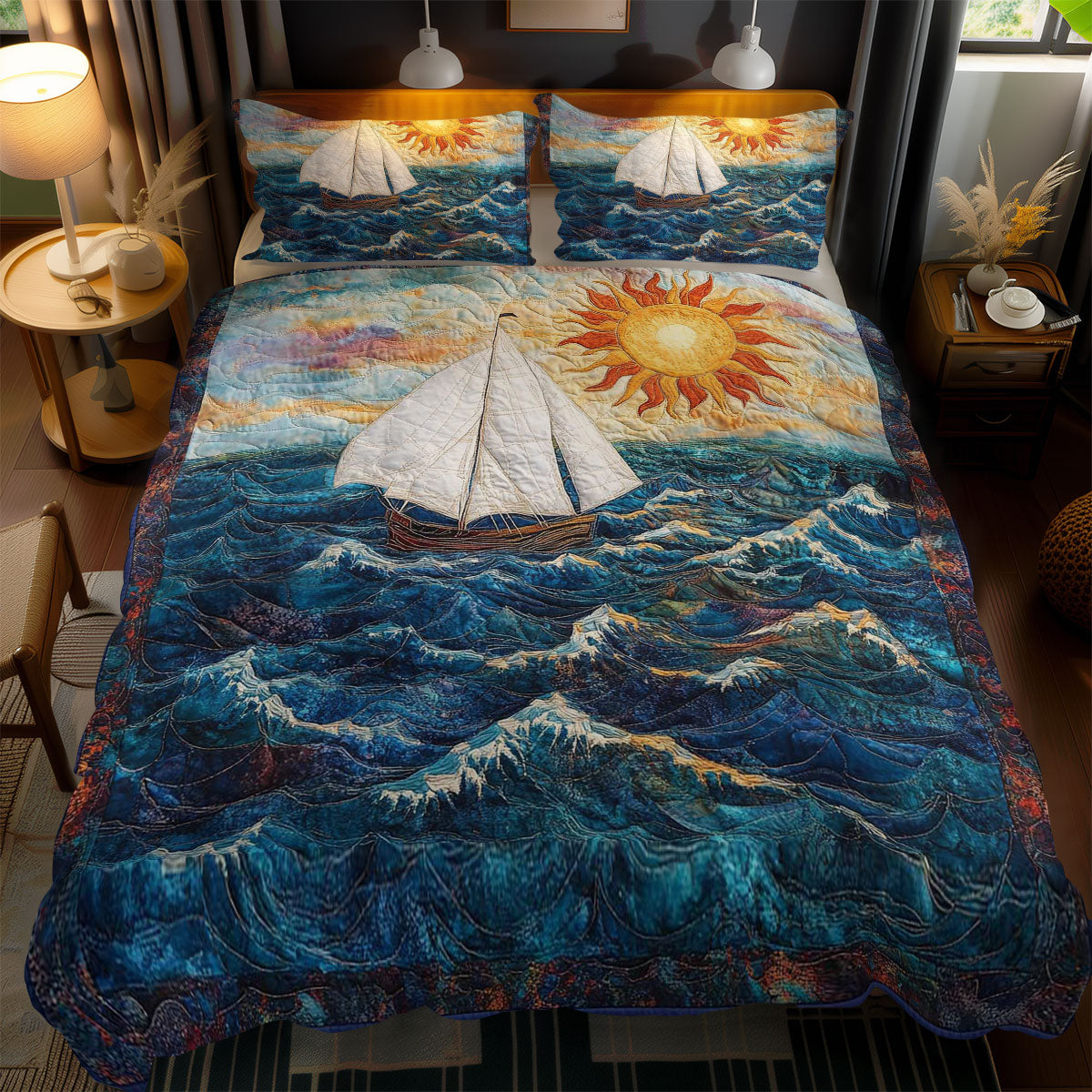 Ocean Sailboat WN0602084CL Duvet Cover Set