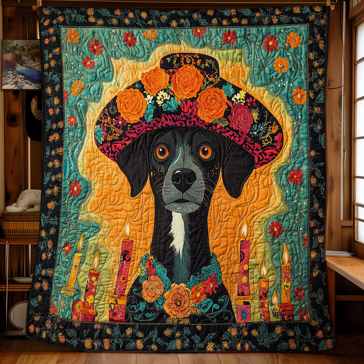 Mexican Death Style Dog WY1001183CL Quilt