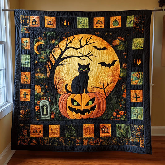 Cat In Night Halloween WY1508077CL Quilt