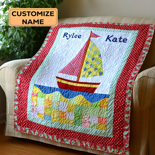 My Little Sailboat WJ1207007CL Personalized Baby Quilt