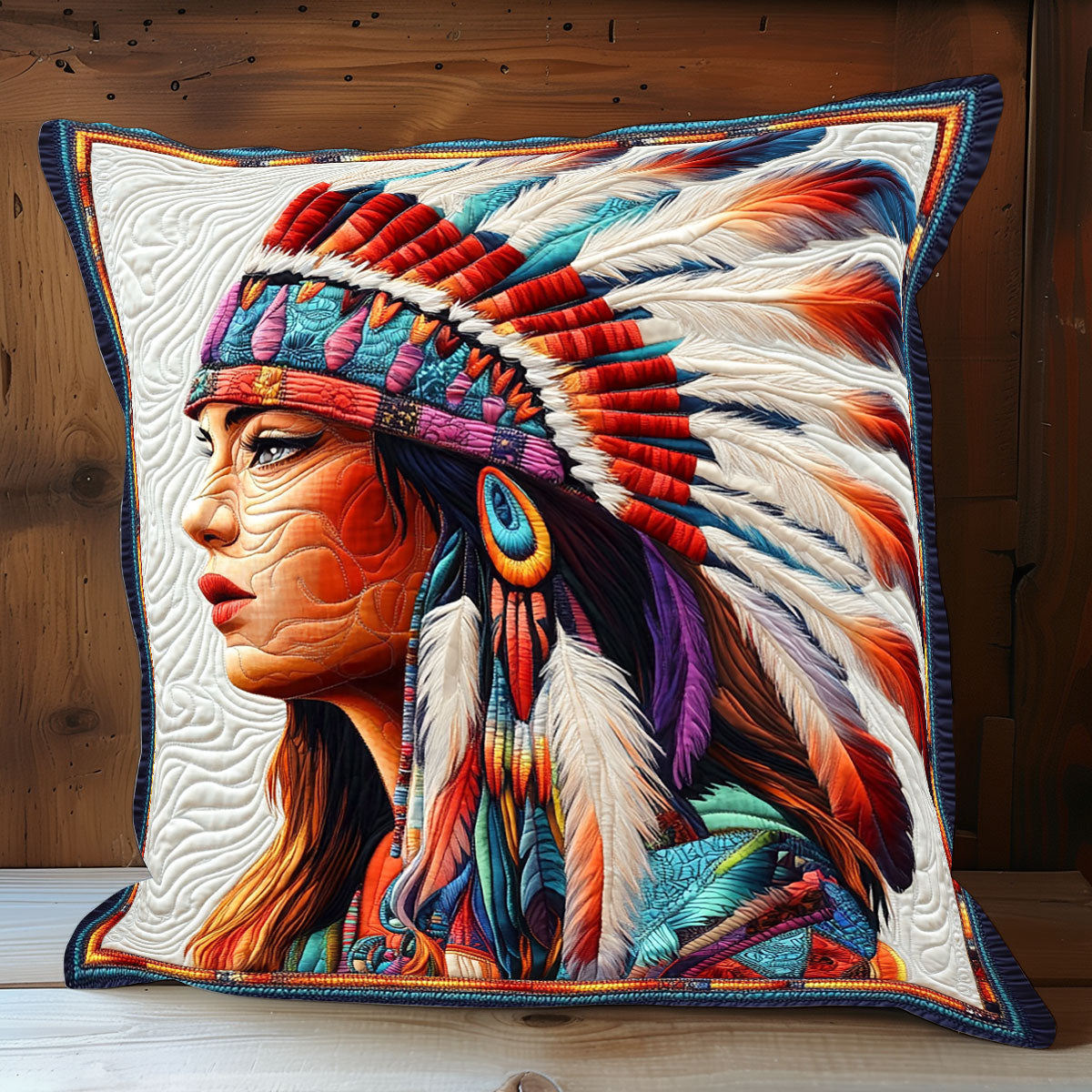 Native American Woman WX0702156CL Quilt Pillow Case