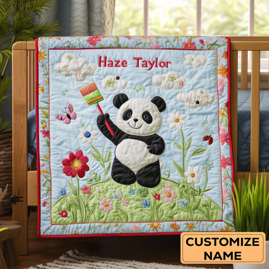 Panda Garden WN2107036CL Personalized Baby Quilt