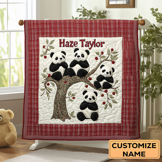 Panda Hug WN2107037CL Personalized Baby Quilt