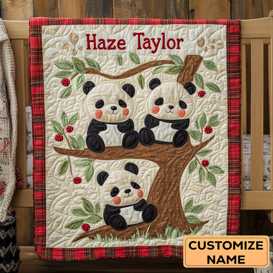 Panda Parade WN2107038CL Personalized Baby Quilt
