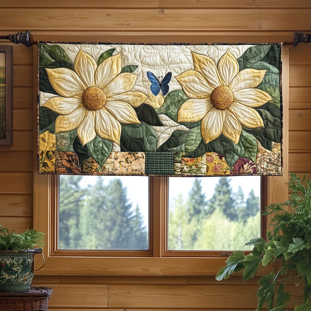Patchwork Sunflower WP1403018CL Quilted Valance