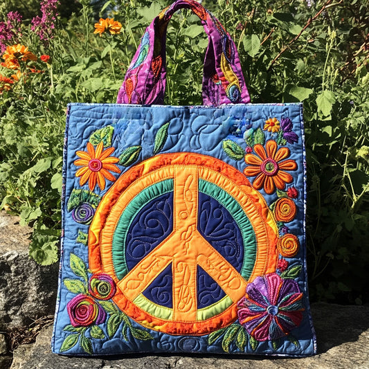 Peace Rainbow WN2309076CL Quilted Tote Bag