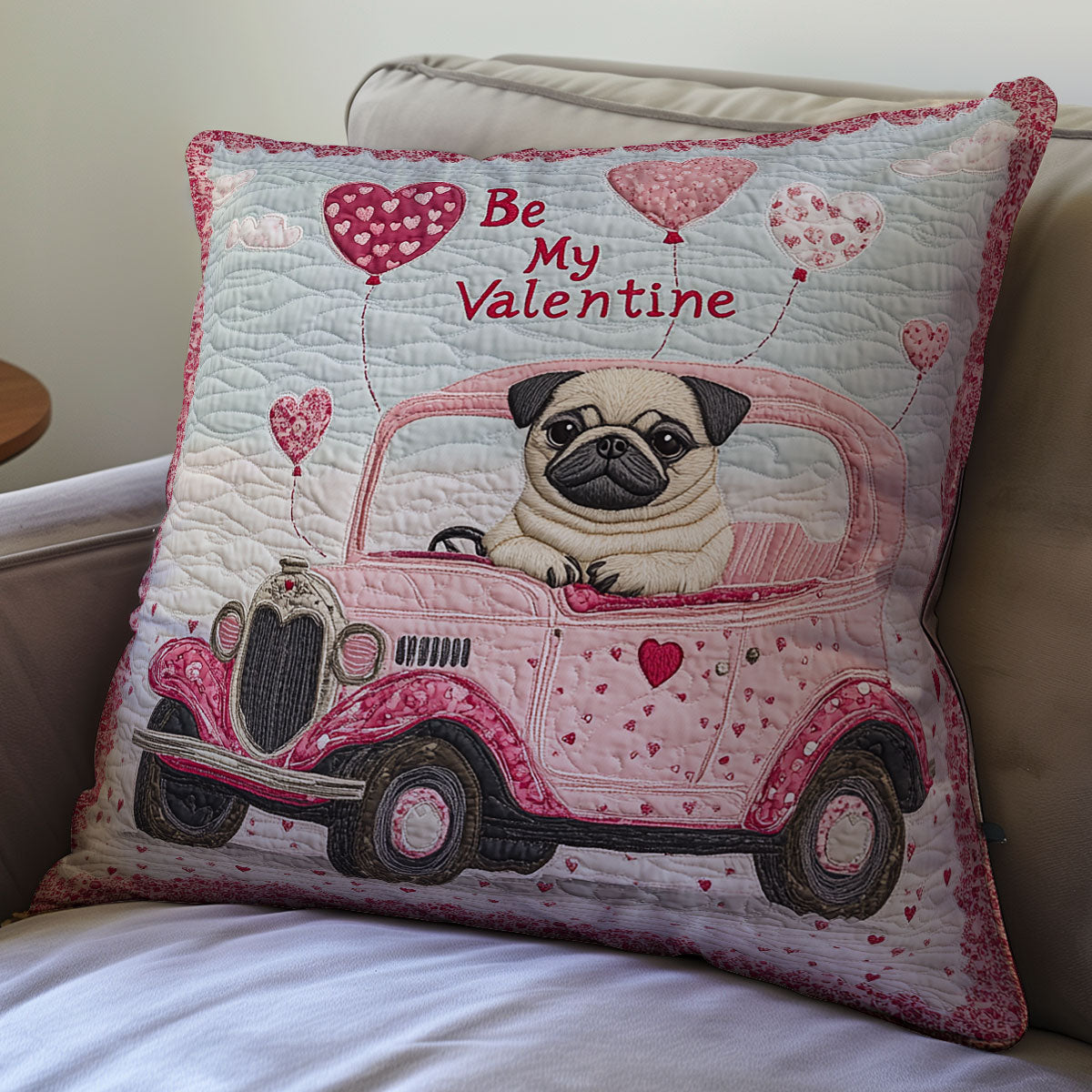 Pug Heart WX1812104CL Quilt Pillow Case