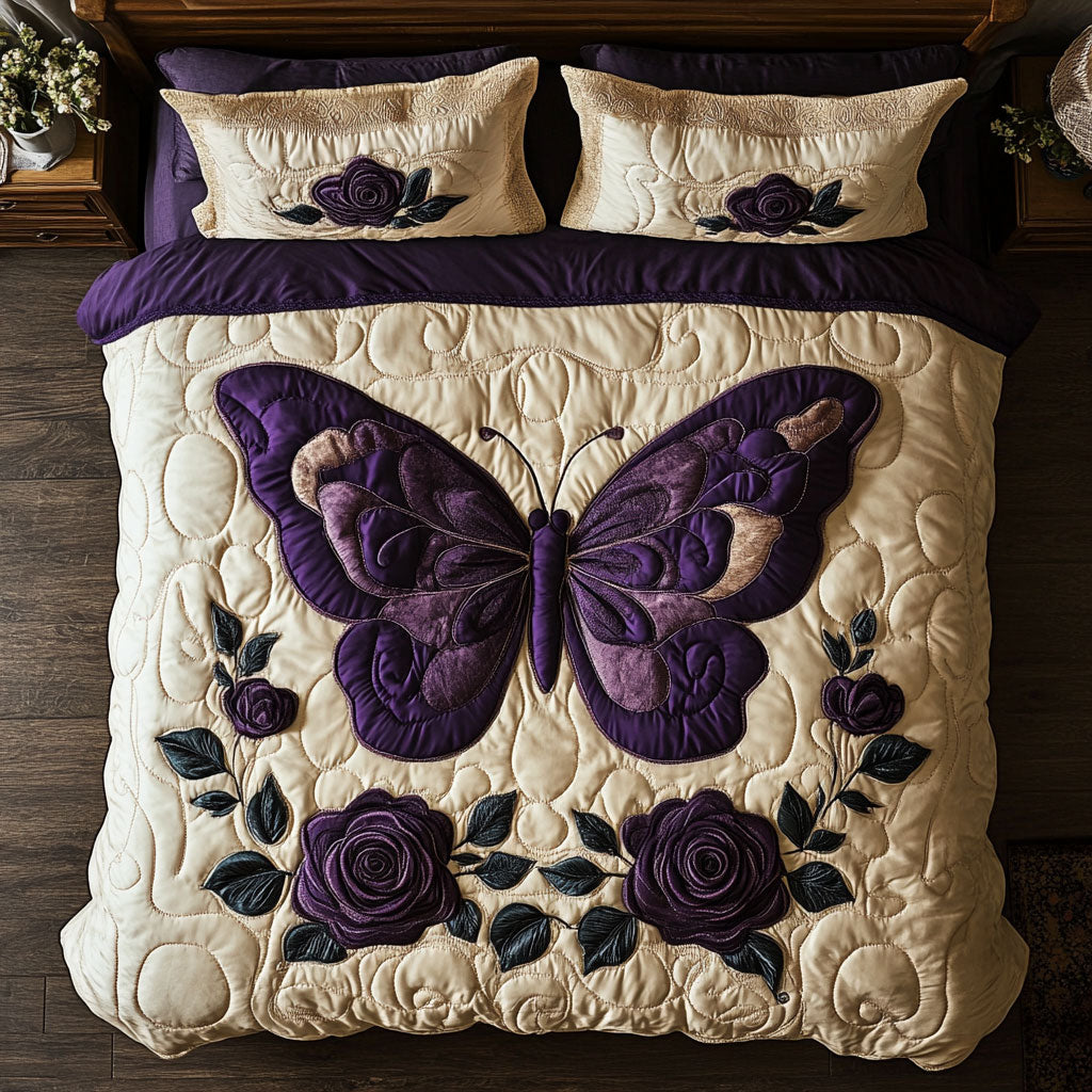 Purple Butterfly WJ1402029CL Duvet Cover Set