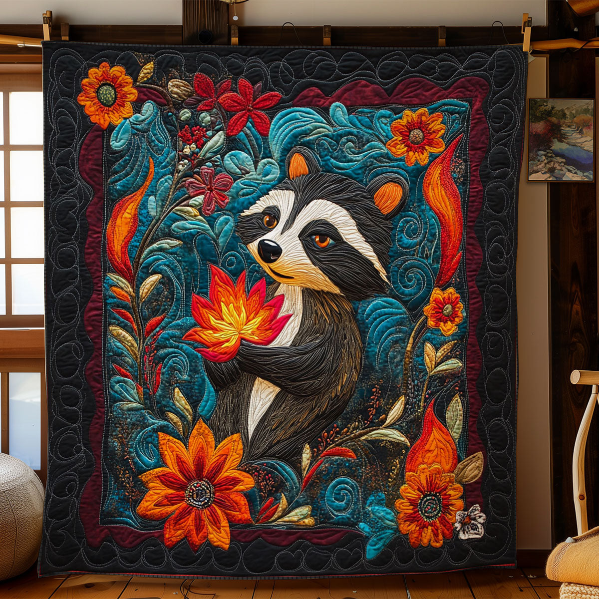 Raccoon In Night WY1001202CL Quilt