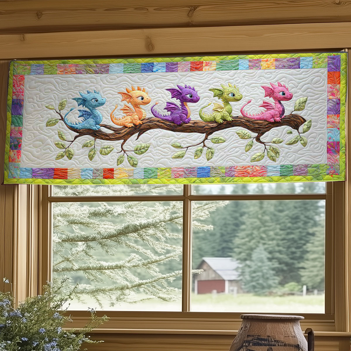 Rainbow Baby Dragon WY2504054CL Quilted Valance