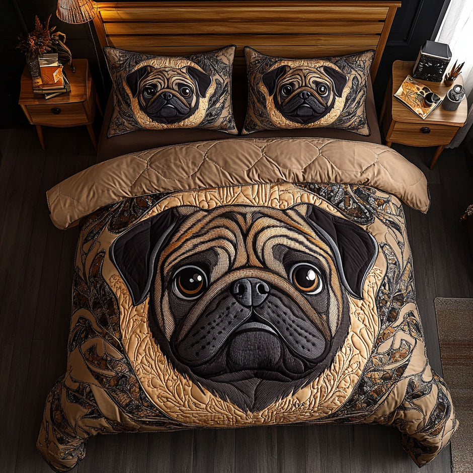 Autumn Pug Charm Quilted Blanket NCU0DV296 main image 1