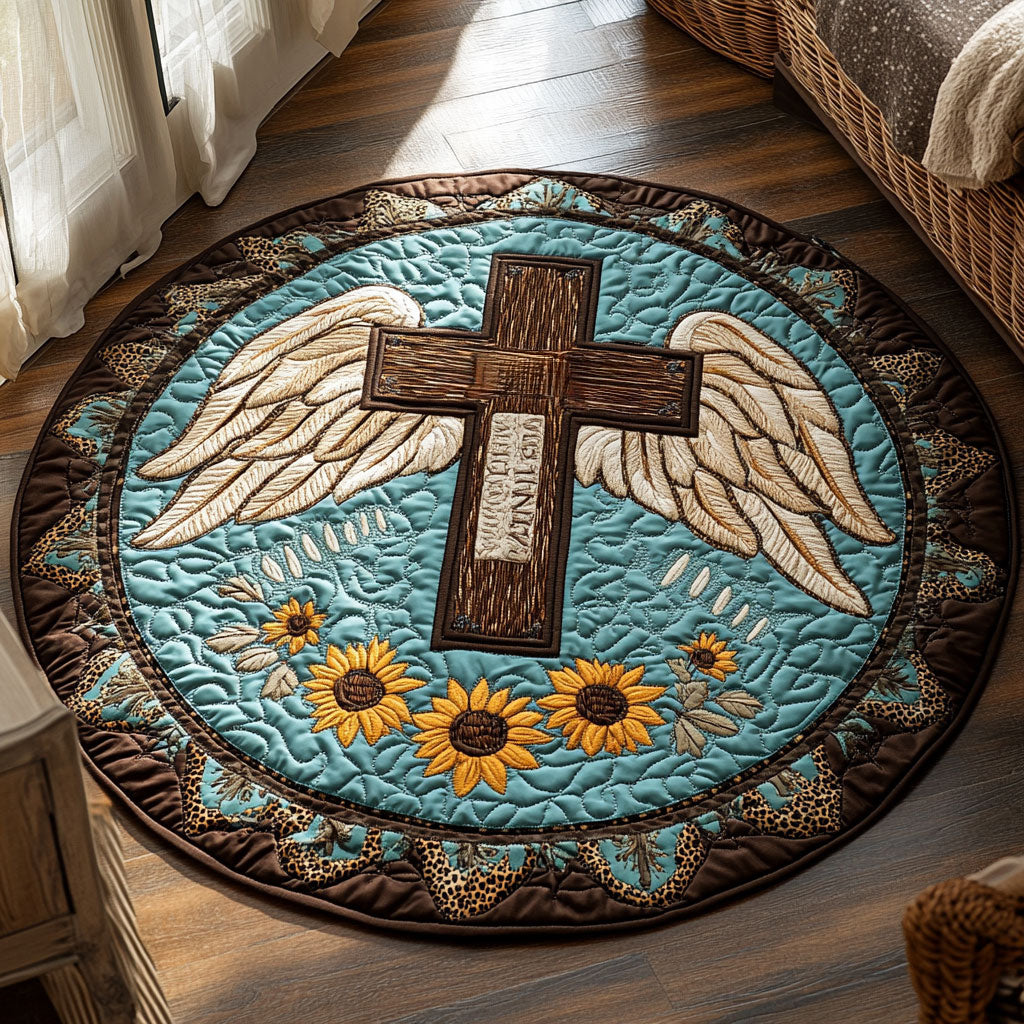 Sacred Path Cross WN2108108CL Quilted Round Mat
