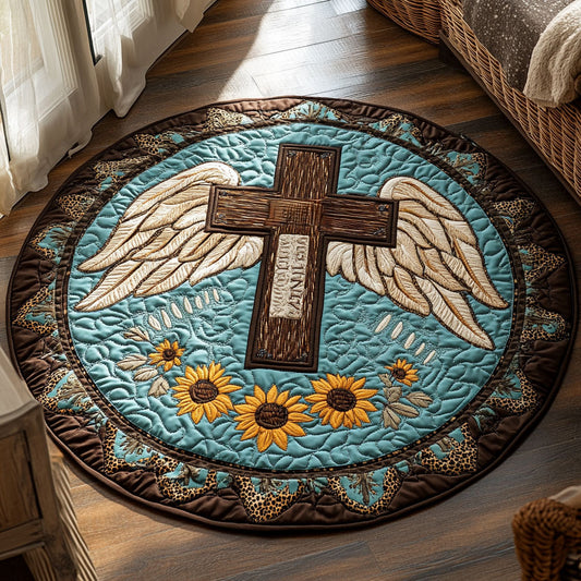 Sacred Path Cross WN2108108CL Quilted Round Mat