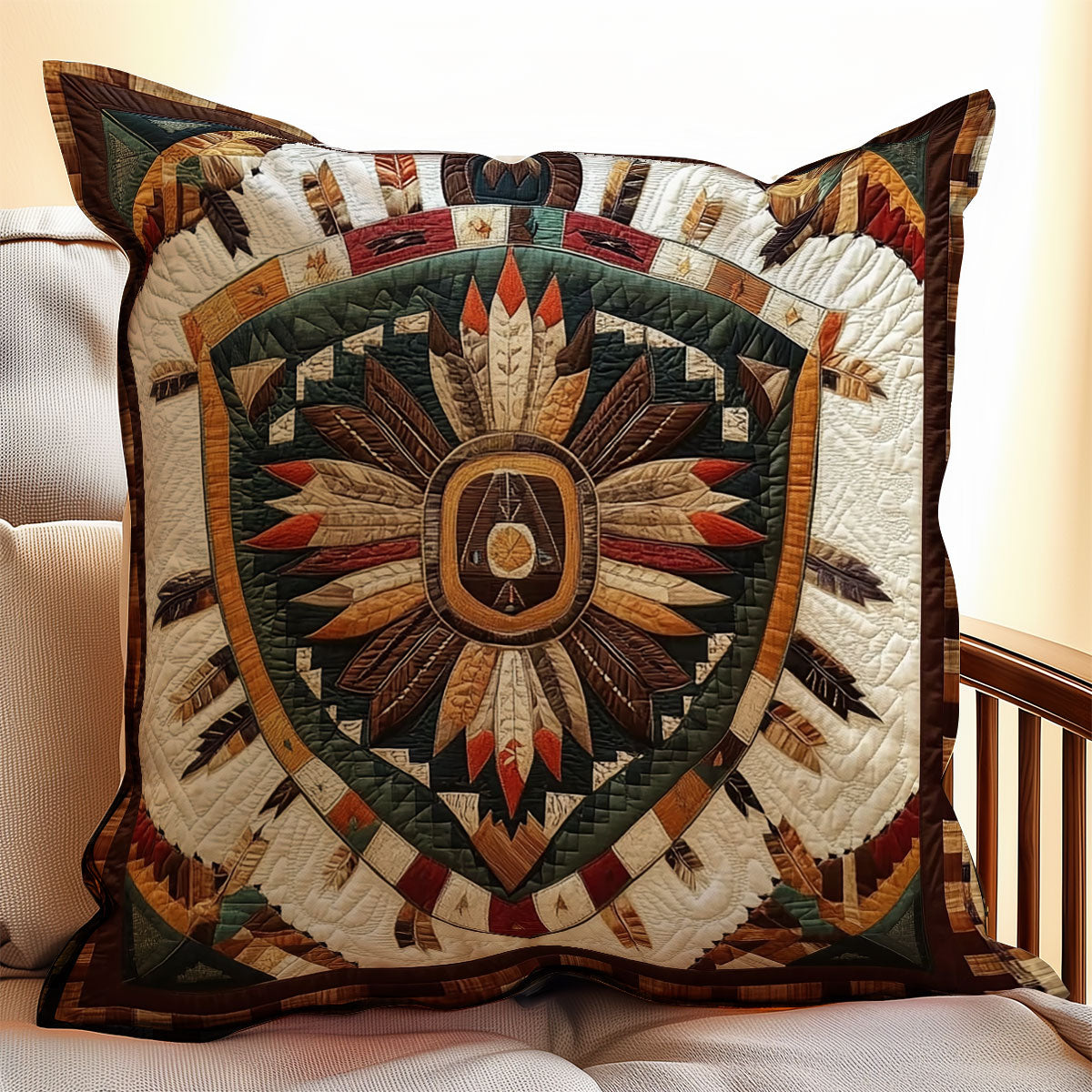 Shield Native American WX06020174CL Quilt Pillow Case