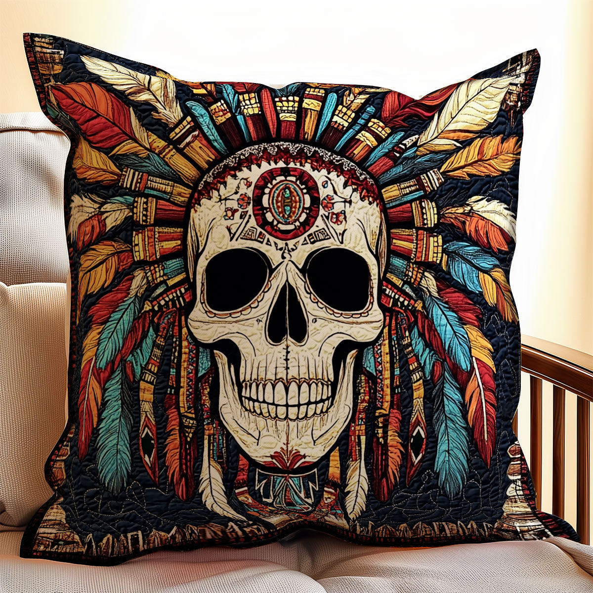 Skull Native American WX0802182CL Quilt Pillow Case