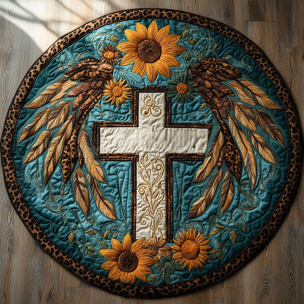 Spring Cross WN2108123CL Quilted Round Mat