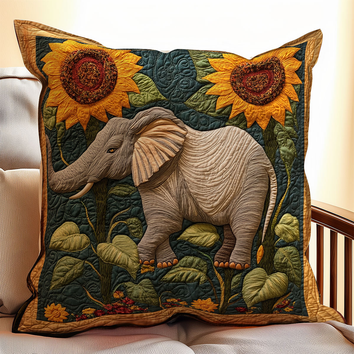 Sunflower Elephant WX0802199CL Quilt Pillow Case