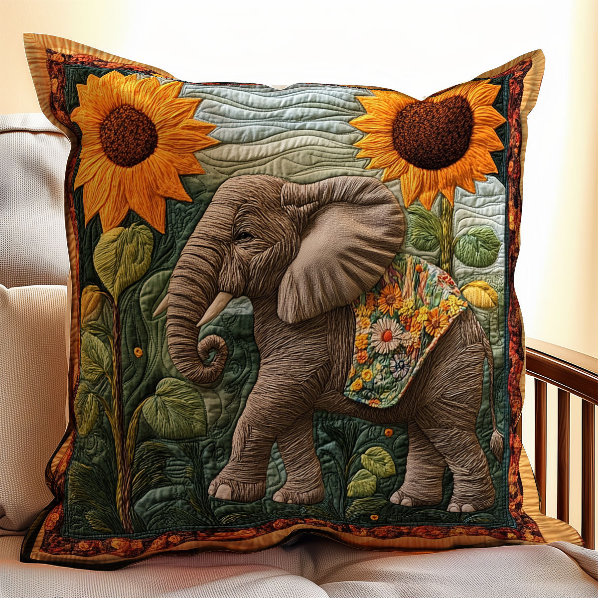 Sunflower Elephant WX0802200CL Quilt Pillow Case