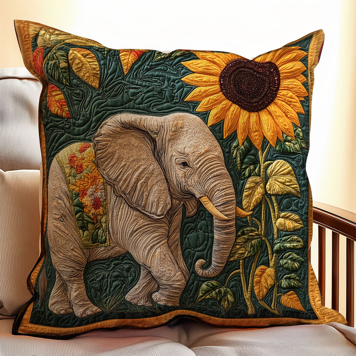 Sunflower Elephant WX0802204CL Quilt Pillow Case