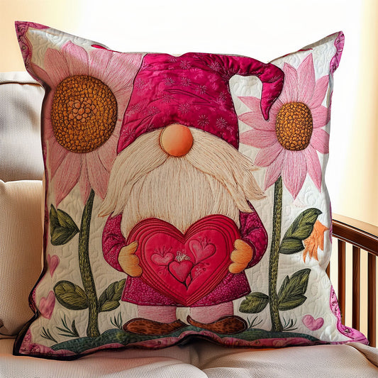 Sunflower Gnome Valentine WX2101101CL Quilt Pillow Case