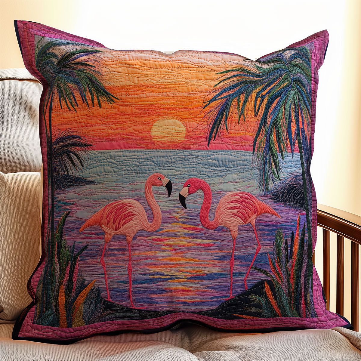 Sunset Flamingo WX1902125CL Quilt Pillow Case