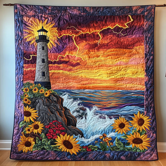 Sunset Thunderstorm Lighthouse WY1507059CL Quilt
